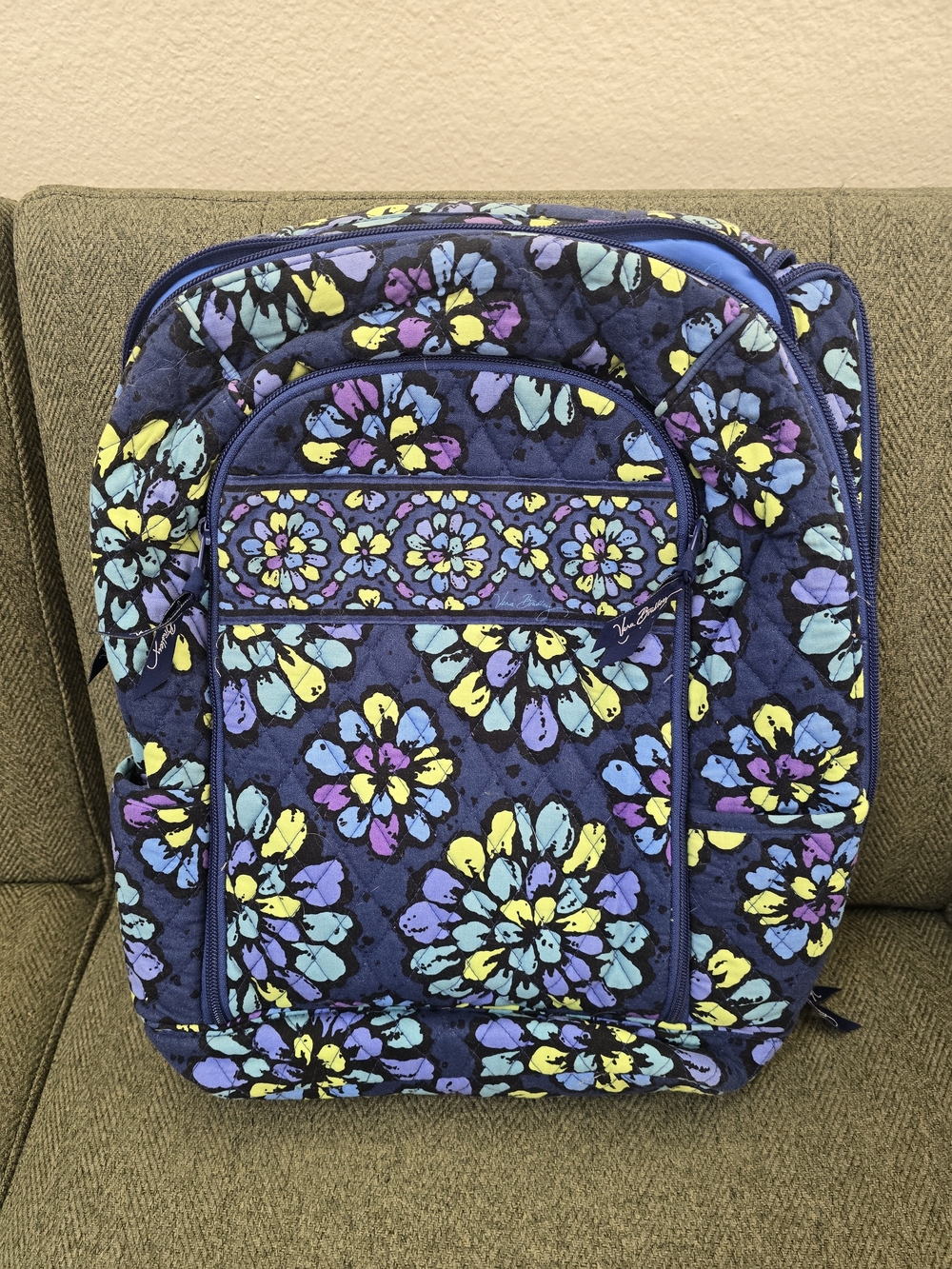 Vera Bradley Navy Floral Quilted Backpack